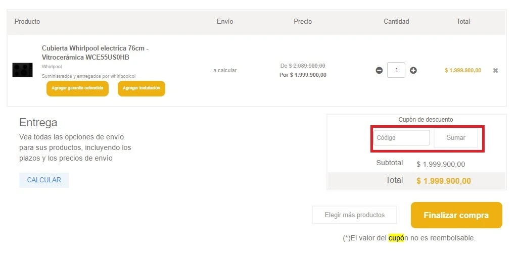 Descuento Cupón de Descuento Whirlpool