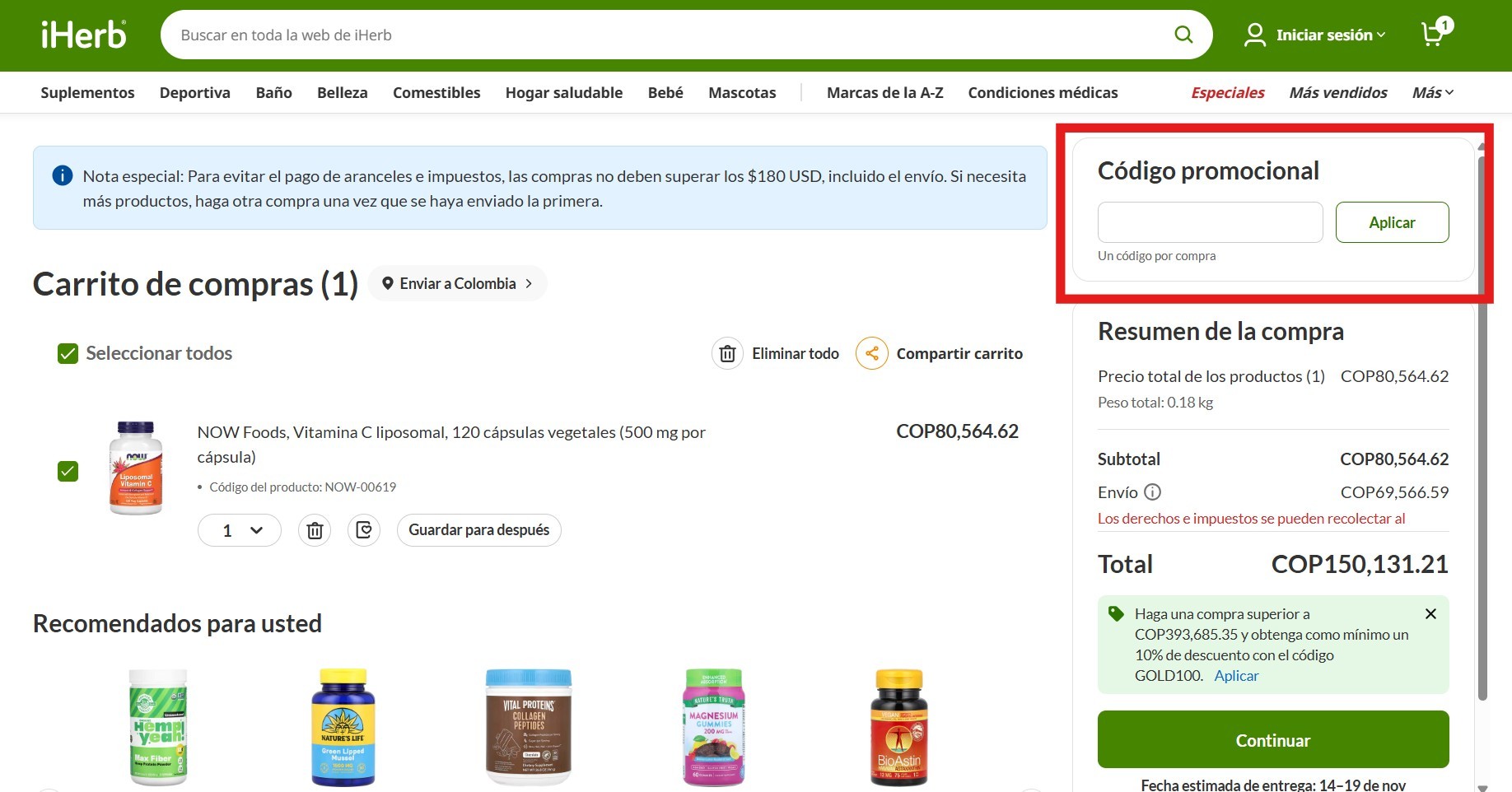 Descuento Cupones iherb