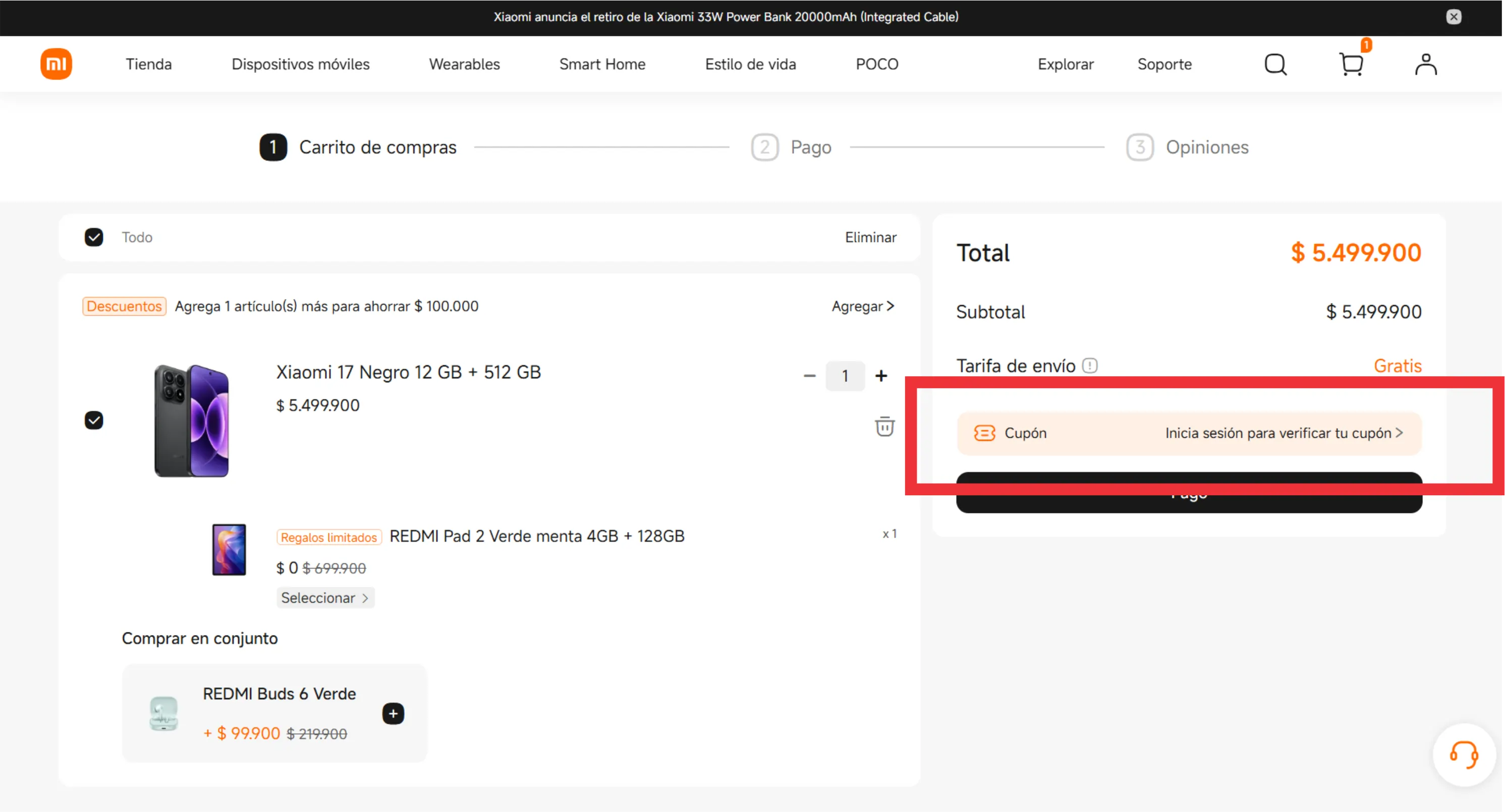 Descuento Cupon de descuento Xiaomi Colombia